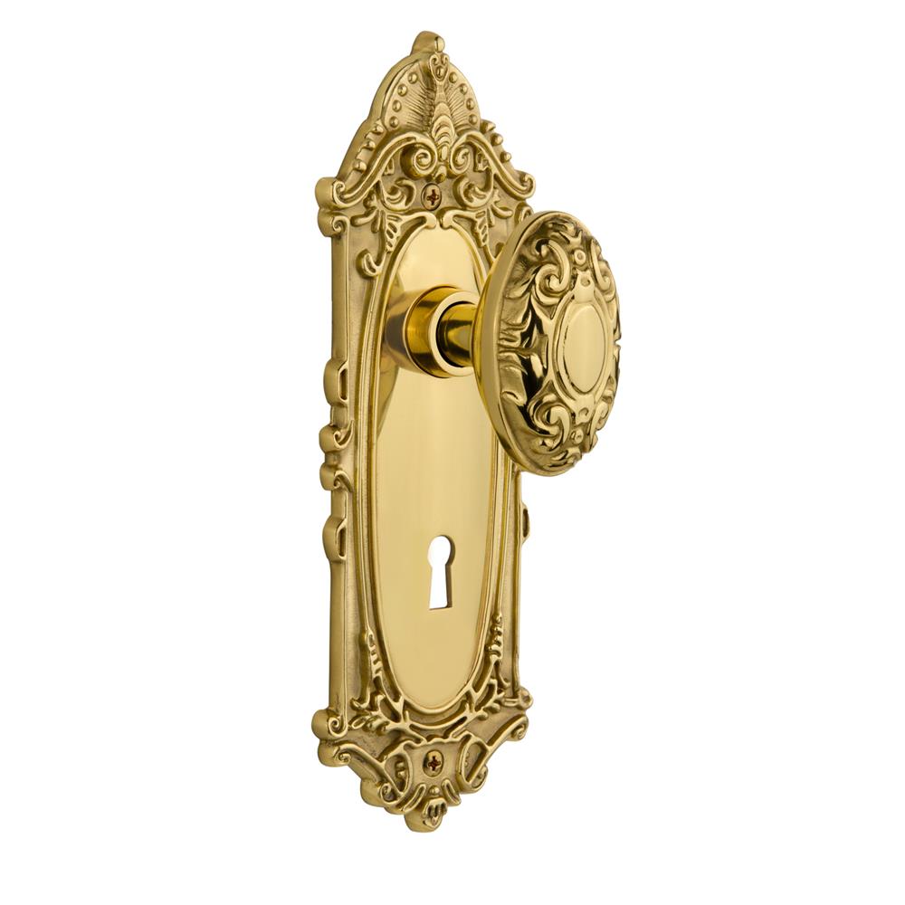 Nostalgic Warehouse VICVIC Single Dummy Victorian Plate with Victorian Knob and Keyhole in Polished Brass